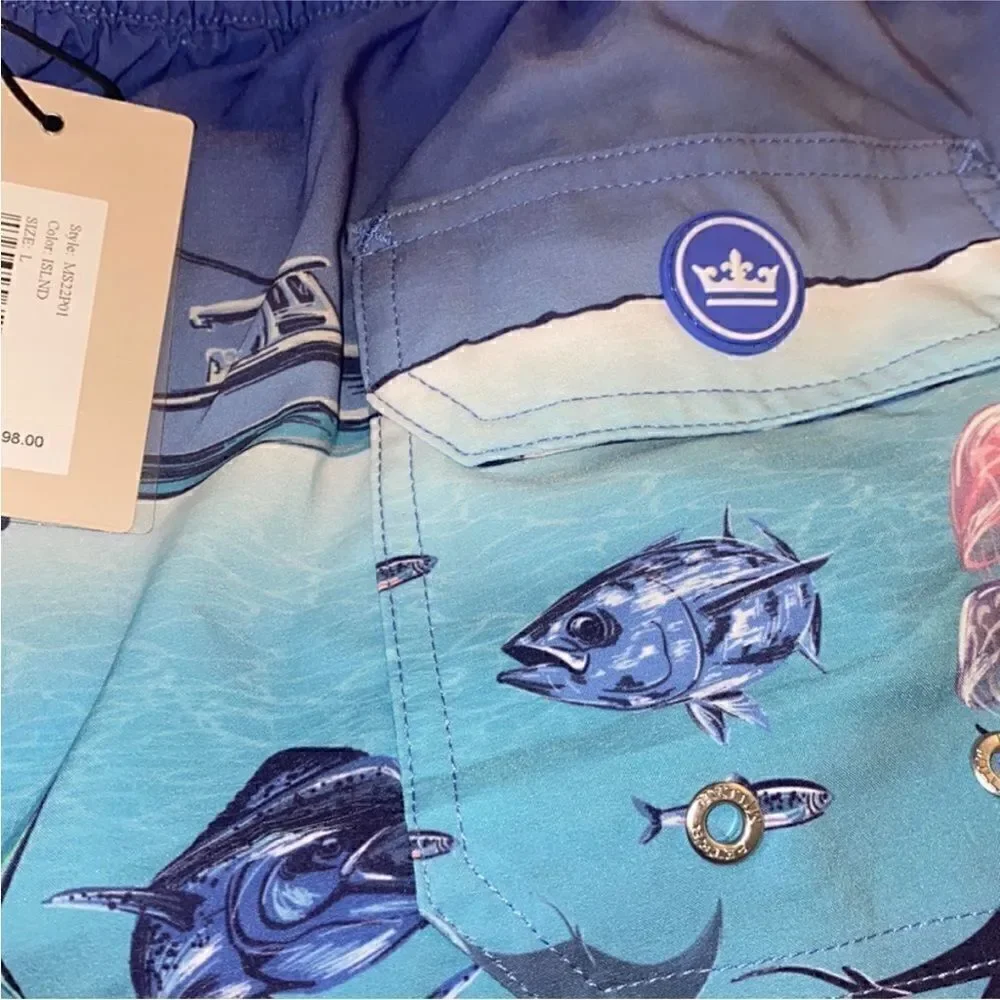 Peter Millar NWT Men's Ocean Traffic Stretch Swim Trunks Size Medium